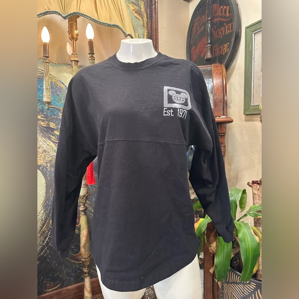 Disney world park Black Long Sleeve Tee with back silver graphic